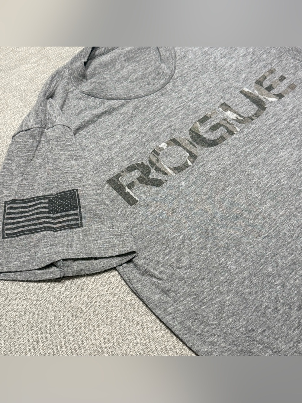 Rouge Heather Gray Short Sleeve Tee with Flag